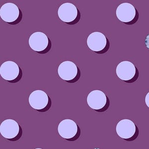 May include: A repeating pattern of light purple circles with dark shadows on a deep purple background. The circles are evenly spaced, creating a polka dot design. The image has a flat, graphic style.