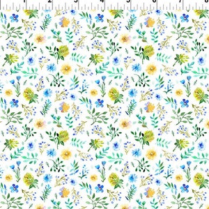 Watercolor Beauty Garden in Green - Priced/Sold by the Half Yard