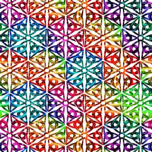 Rainbow Dragon Spectrum Medallion in White - Priced/Sold by the Half-Yard