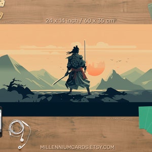 Minimale samurai speelmat voor TCG | Voeg je tekstlogo enz. toe | gepersonaliseerde speelmat, minimalistische Japanse esthetiek Duurzame, aanpasbare TCG