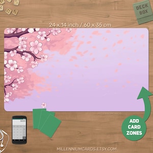 Japanese sakura Playmat for TCG, japan cherries Anime matt, tokyo kawaii aesthetic digital play mat, customizable card games