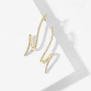 Asian Trending Earring, Drop Snake Shape Earring, S Shape Crystal Earring, Gold Elegant Earring, Women Girl Wife Gift For Her