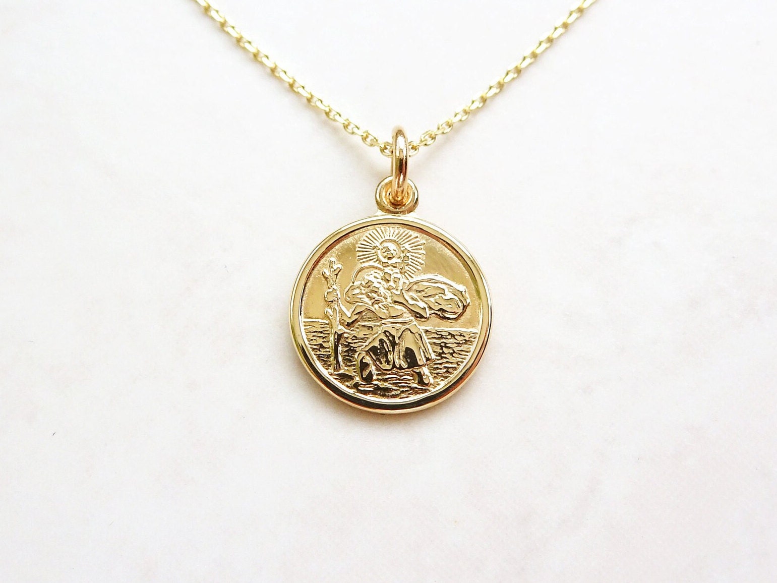 Solid 9ct Gold St. Christopher Necklace 9ct Gold St. - Etsy UK