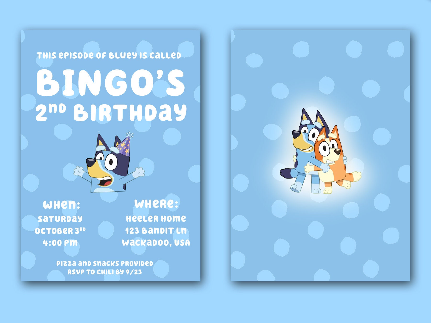 Printable Bluey Party Invitations Page Two Printable Bluey Party Invitations Page Two
