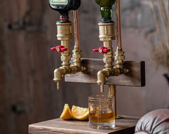 Industrial Steampunk Whiskey Dispenser - Unique Bachelor Party Favor, Home Bar Decor, Liquor Stand, Alcohol Gift Ideas, Gifts For Men