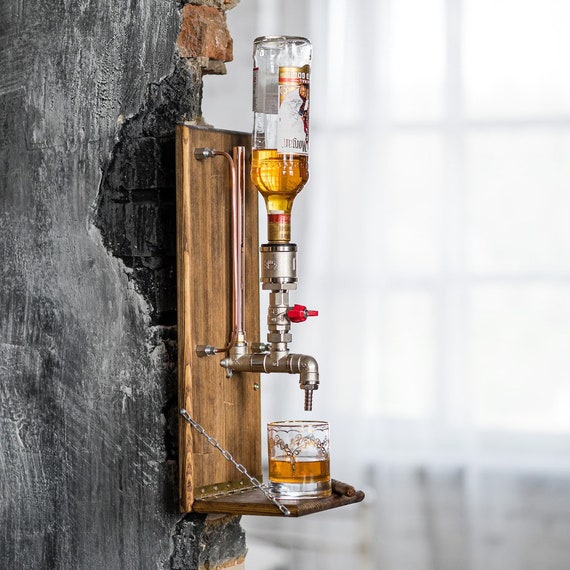 Wall Dispenser for Alcohol Whiskey Stand for Home Bar Unique Gifts