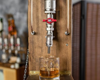 Wall Liquor Dispenser, Bourbon Stand for Home Bar, Unique Gifts for Boss Men, Party Drinks Stand, Man Cave Steampunk Home Decor