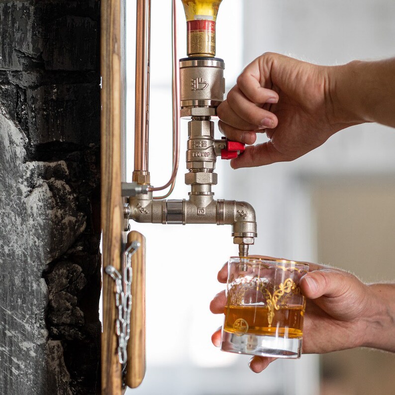 Wall Dispenser for Alcohol Whiskey Stand for Home Bar Etsy