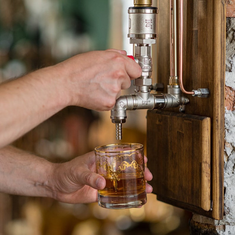 Wall Dispenser for Alcohol Whiskey Stand for Home Bar Etsy