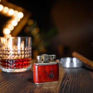Encendedor de madera estilo vintage, iniciador de fuego grabado, regalo personalizado para él, encendedor personalizado, regalo rústico para hombres, encendedor retro,