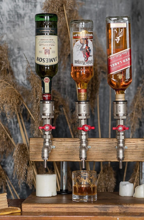 Distributeur d'alcool pour trois bouteilles Cadeaux vin et whisky Bourbon  Décoration de fête d'anniversaire de pendaison de crémaillère Support de  bar industriel pour la maison -  France