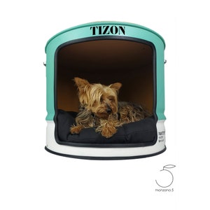 Binnenkennel voor honden en katten. Anti-stress & anti-angst. Meubels voor huisdieren. Vat gerecyclede metallic olie. Aanpasbare