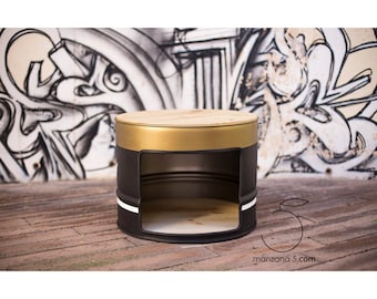 MARSHALL Cama/mesita para perros y mascotas (Personalizable) Anti-estrés & anti-ansiedad. Muebles para mascotas. Barril Metálico reciclado