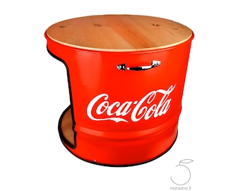 COCA-COLA-Caseta Interior para perros y gatos. Anti-estrés  Muebles para mascotas. Barril Aceite Metálico reciclado.Personalizable