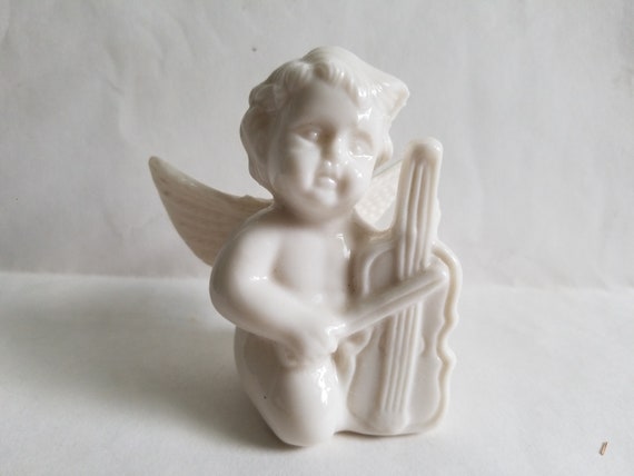 Vintage High Gloss White Porcelain Cherub perfume | Etsy
