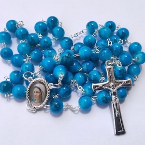 Rosary Gift Multicolor Blue Rosaries From Medjugorje Our Lady / Divine Jesus Center + Gift Bag
