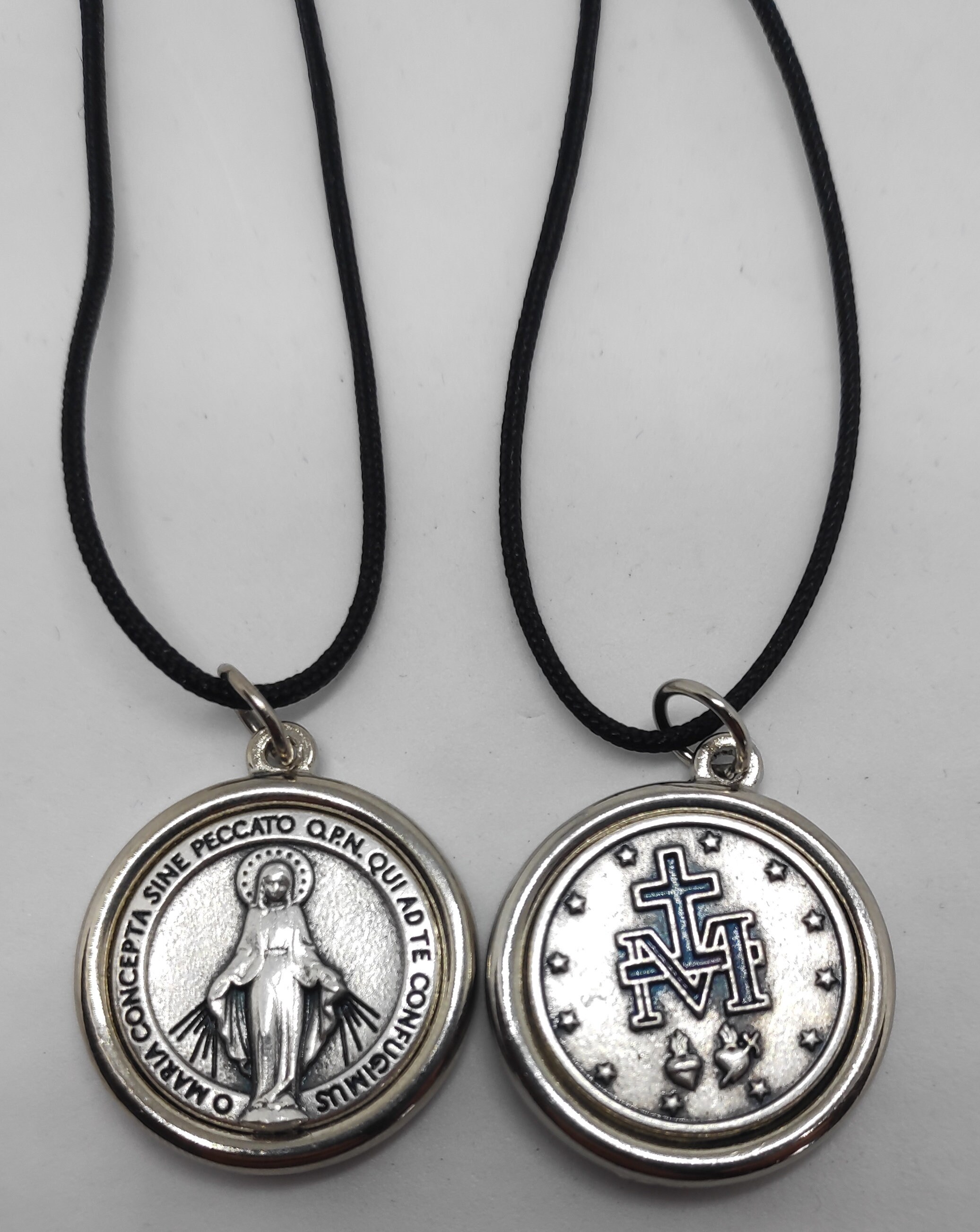 Miraculous Medal Necklace Our Lady Silver Tone Plated Pendant | Etsy
