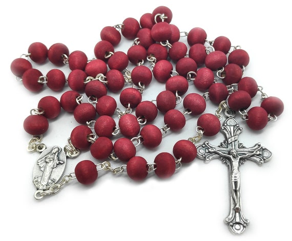 Woman Red Rosary Fragrant Rose Petal Our Lady Jesus Rosary From