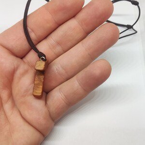 Tau Cross Pendant - 1.1 Inch Olive Wood Crucifix With Rope Necklace Cord - View #4