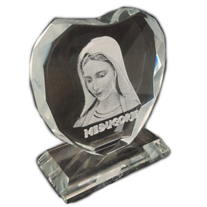 Glasstatue Jungfrau Maria Unsere Dame Mutter Jesu aus Einem 3 zoll Hearth