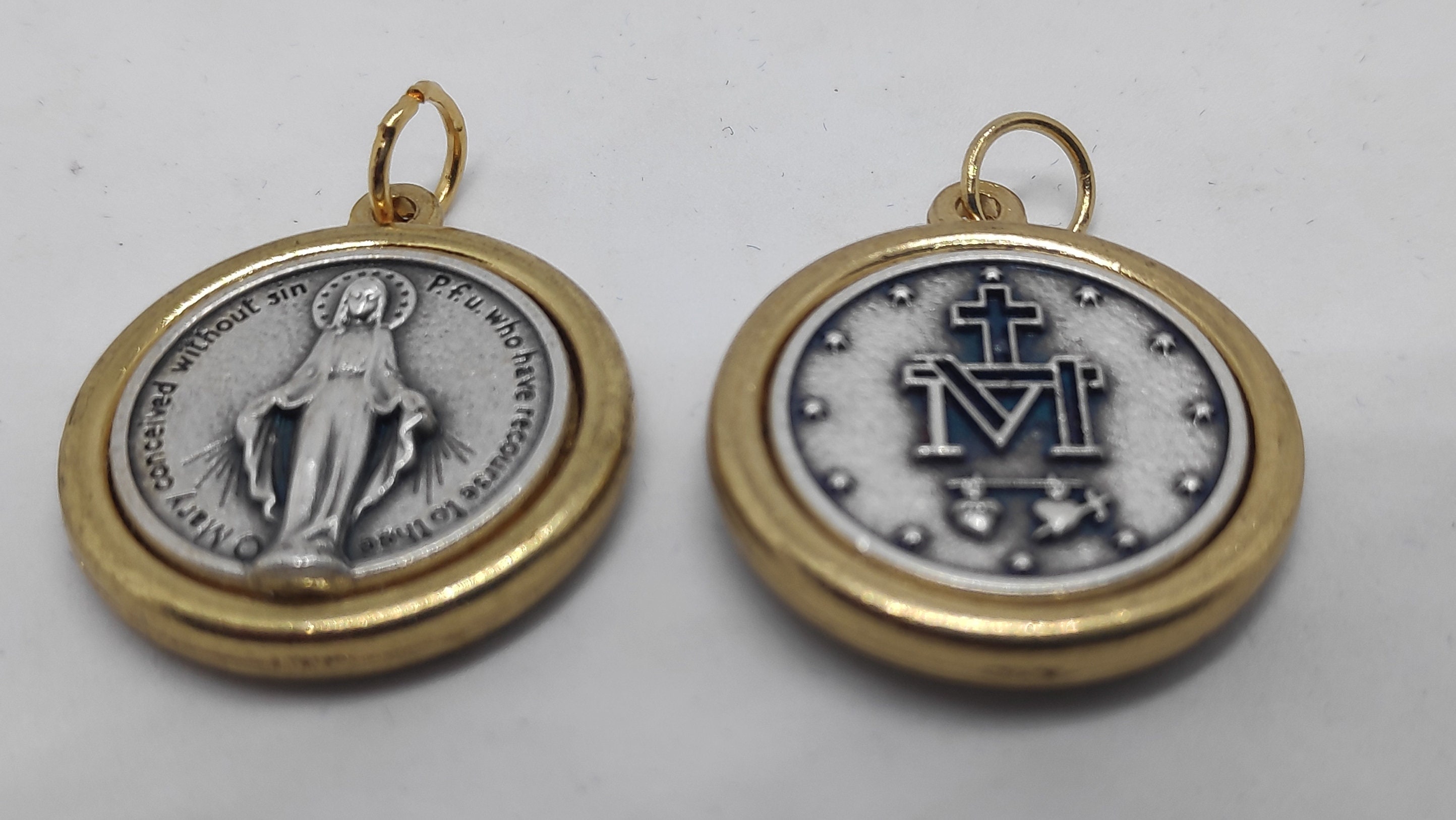 Miraculous Medal Necklace Our Lady Silver Gold Tone Plated | Etsy