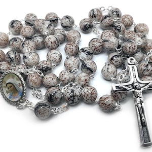 Rosary Gift Multicolor Brown Black Grey White Rosaries From Medjugorje Our Lady / Divine Jesus Center + Gift Box