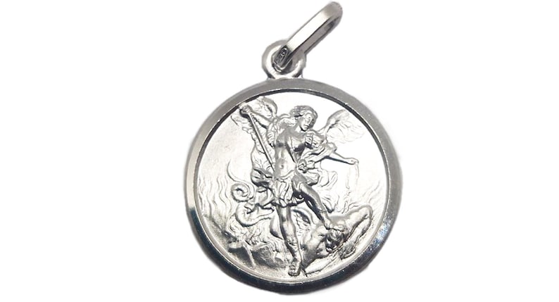 St Saint Michael Archangel Sterling Silver 925 Medal Charm Pendant 0.67 ...