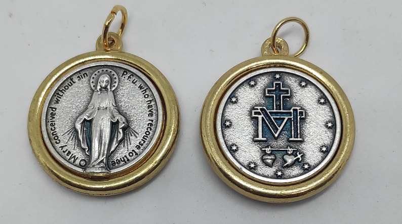 Miraculous Medal Necklace Our Lady Silver Gold Tone Plated | Etsy