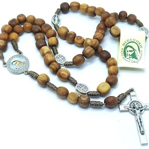 St Saint Benedict Rosary Our Lady Center Benedict Cross OLIVE WOOD Rosary + BAG