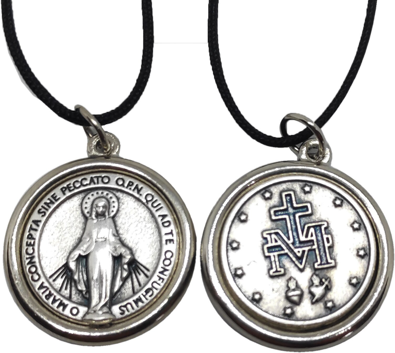 Miraculous Medal Necklace Our Lady Silver Tone Plated Pendant | Etsy