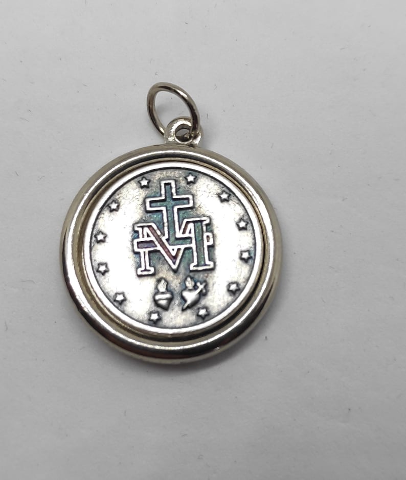 Miraculous Medal Necklace Our Lady Silver Tone Plated Pendant | Etsy