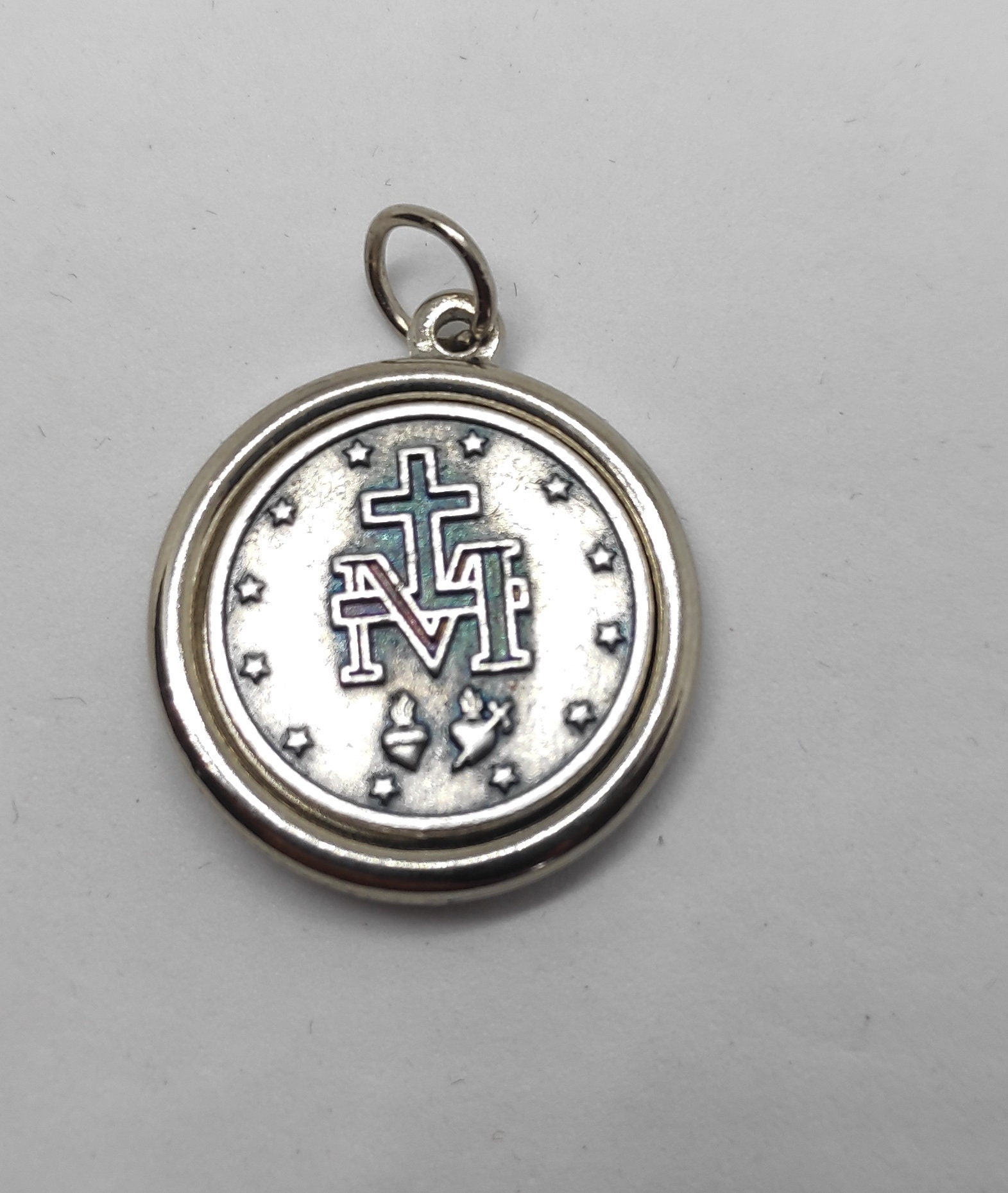 Miraculous Medal Necklace Our Lady Silver Tone Plated Pendant | Etsy