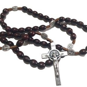 Houten Hout St Sint Benedictus Rozenkrans Mens Christelijk Katholiek Kwaliteit Geschenk Rozenkrans