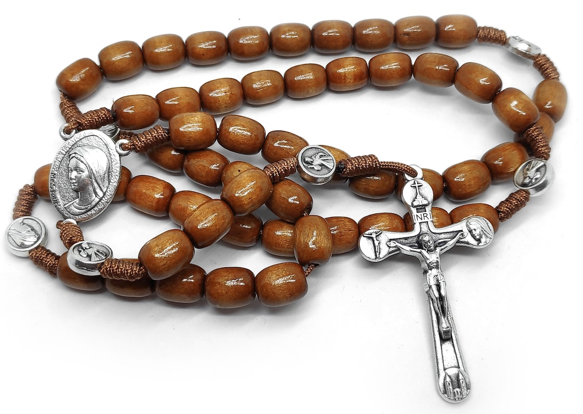 Wooden Wood Rosary Christian Catholic Gift Rosary Light Brown Etsy