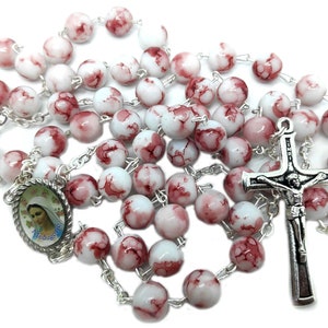 Woman Rosary Gift Multicolor Red Rosaries From Medjugorje Our Lady / Divine Jesus Center + Gift Box