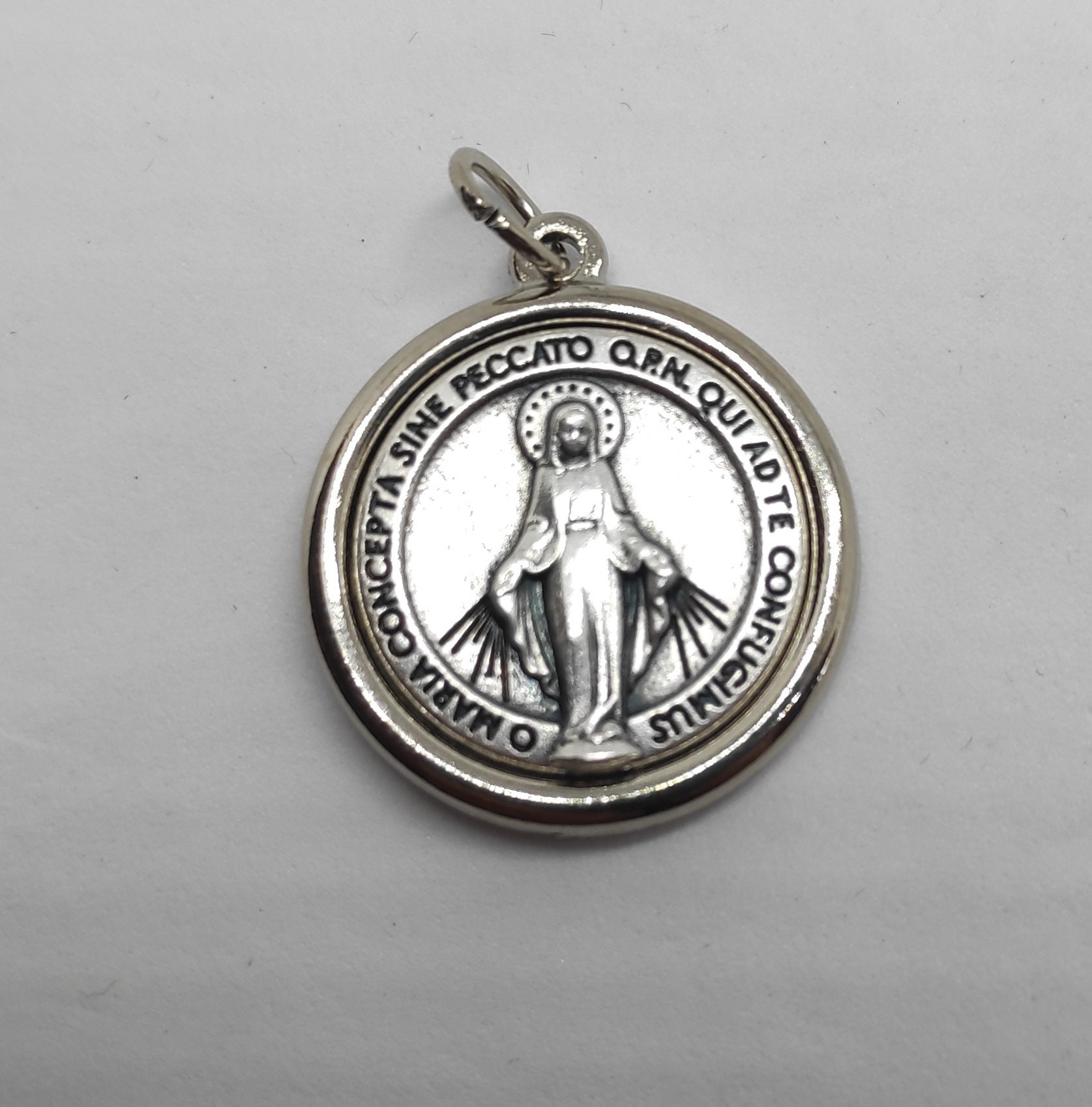 Miraculous Medal Necklace Our Lady Silver Tone Plated Pendant | Etsy