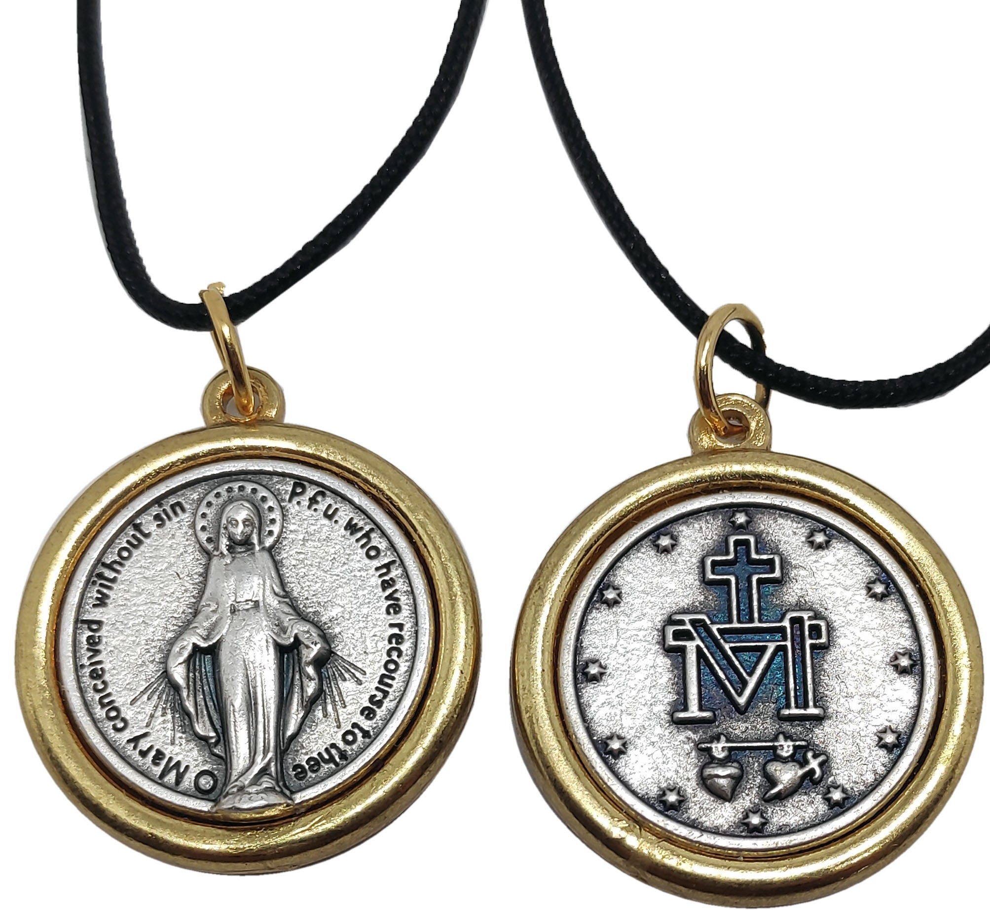 Miraculous Medal Necklace Our Lady Silver Gold Tone Plated Pendant ...