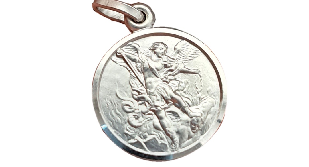 St Saint Michael Archangel Sterling Silver 925 Medal Charm Pendant 0.67 ...