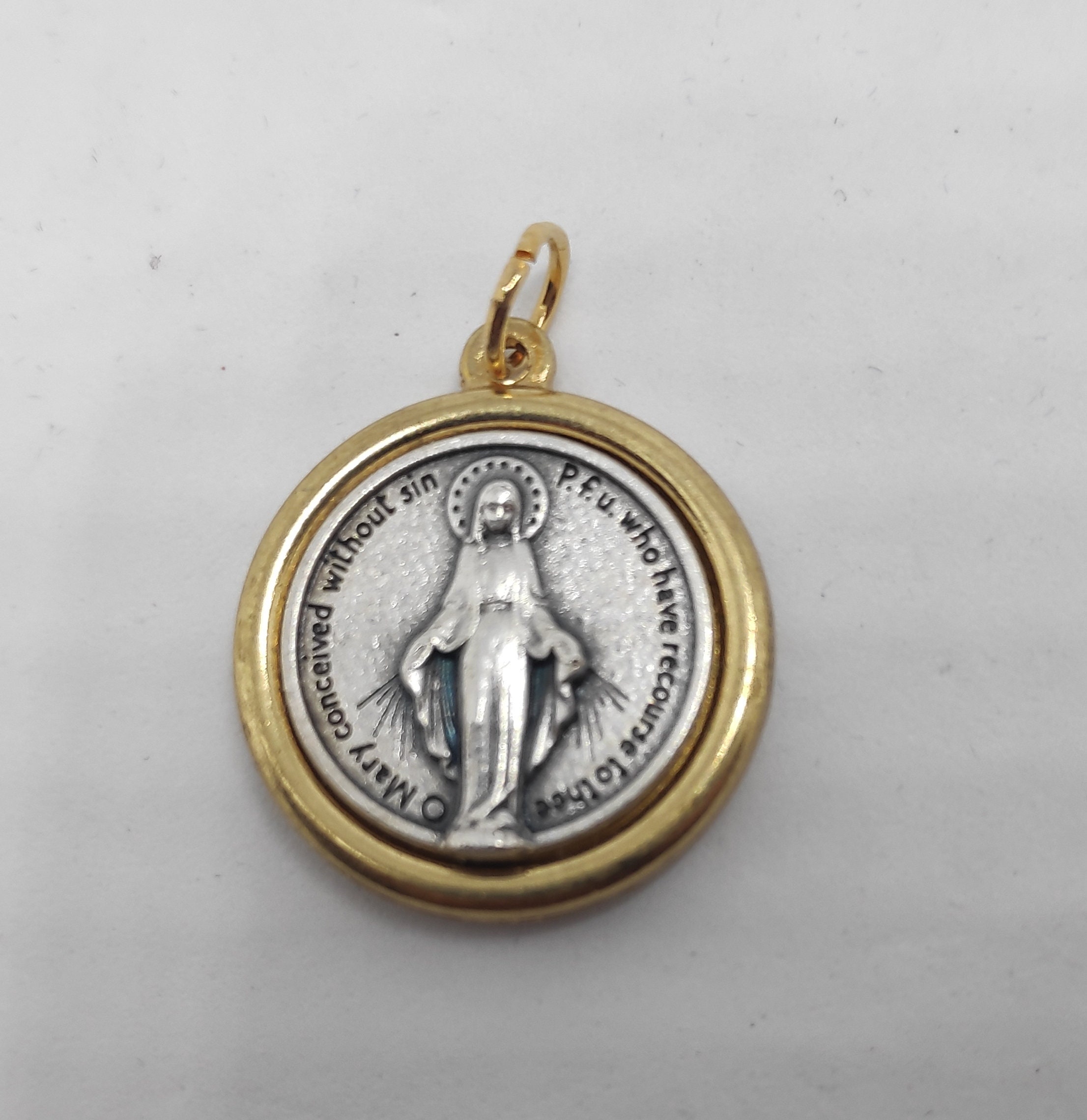 Miraculous Medal Necklace Our Lady Silver Gold Tone Plated | Etsy