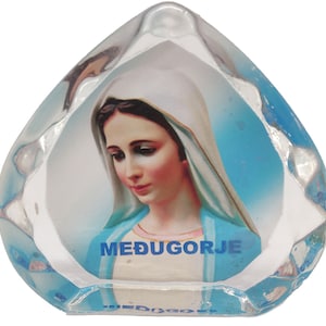 Glass Statue Virgin Mary Our Lady Mother Of Jesus From Medjugorje 2.75 inches