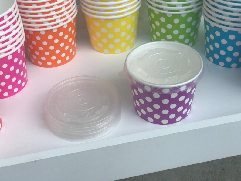 75 12OZ Ice Cream Paper Cups Lids Birthday Party Polka Dot Etsy