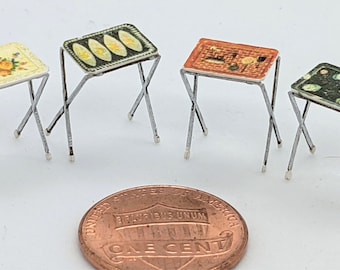 Dollhouse Miniature Quarter Inch 1950s TV Trays kit (set of 4) (read description)
