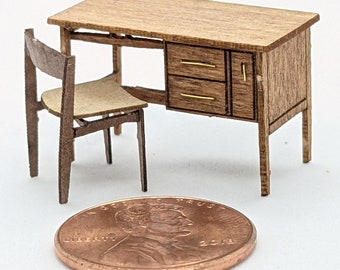 Quarter Scale Mid-Century Modern Desk and Chair kit Kit