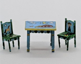Quarter inch children's table and chairs kit with decals, farm theme