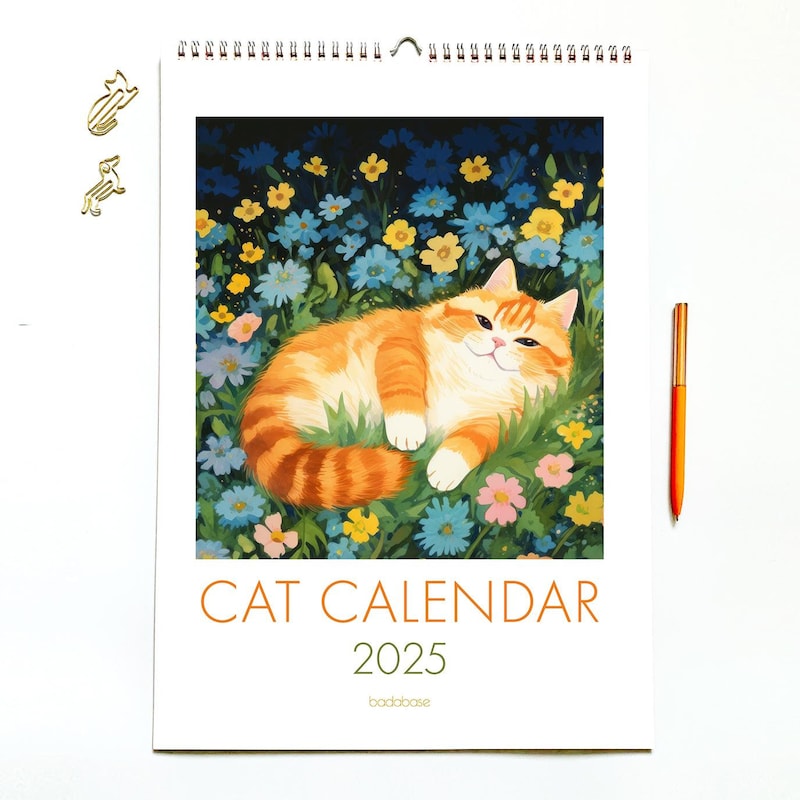 2025 Calendar Wall Cat Etsy UK