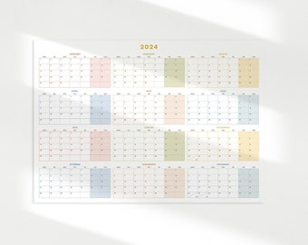 2024 A1 Wandkalender zum Ausdrucken