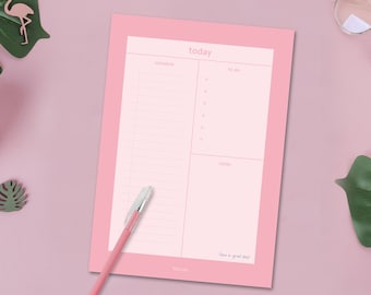 Colourful Daily Notepad, 5 Repeated Page Colours, Daily Planner, To Do List, Notes