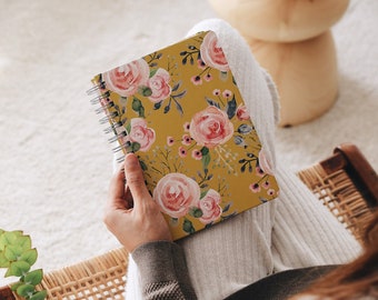 Green Floral Undated Weekly Planner: A5 Hardcover with Stickers
