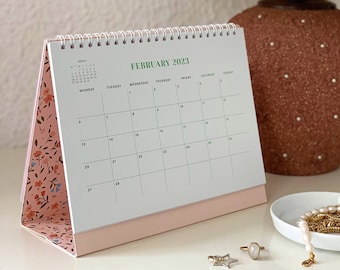 2023 Minimal Desk Calendar (with 3 Pages of Planner Stickers), Pastel Colours, Monday Start, Portrait, Monthly Calendar