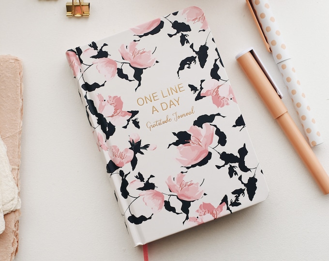 Gratitude Journal - One Line A Day - 5 Year Journal - Floral Gratitude